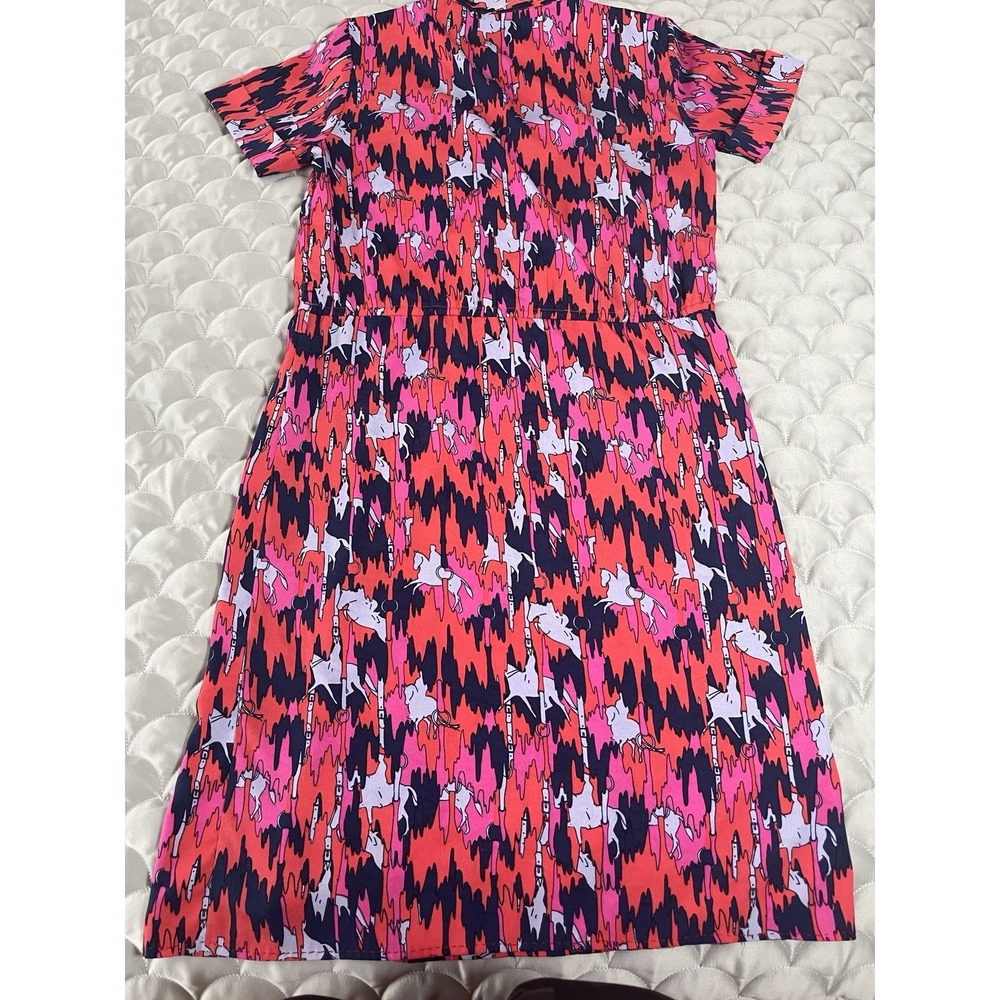 Vero Moda  Colorful Equestrian Horse Dress XS Short Sleeve Button Up Western - Picture 10 of 10